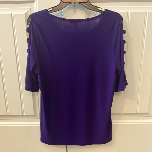 Love Scarlett Dark Purple 3/4 Cut Out Sleeve Top Blouse Sz M - Picture 3 of 10